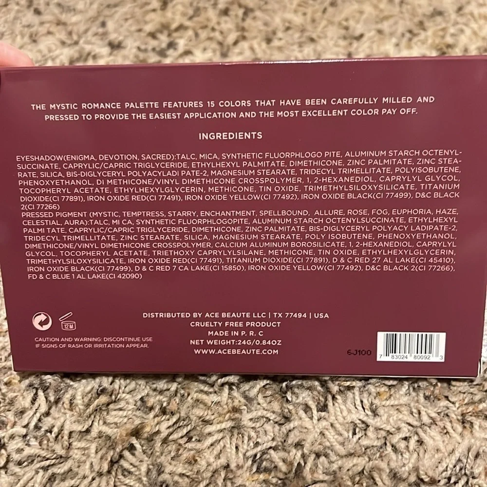 NIB Ace Beaute Mystic Romance Eyeshadow Palette 15 colors